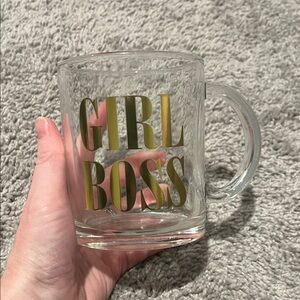 Girl Boss Glass Mug with Gold Lettering